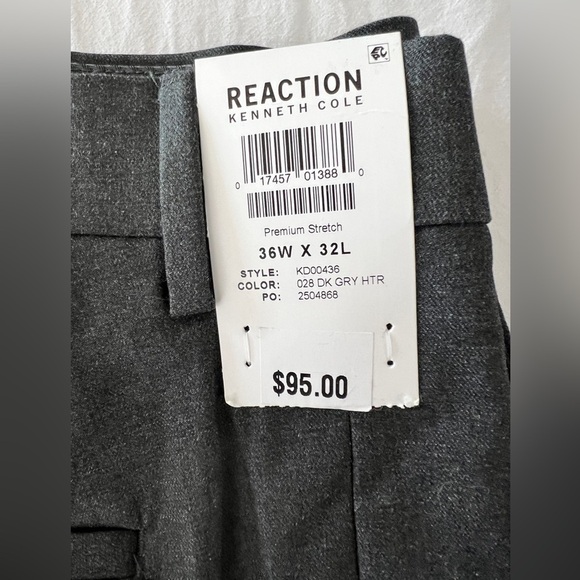 Kenneth Cole Reaction- Stretch Slim Fit Pants - 36x32 - charcoal - Picture 3 of 4